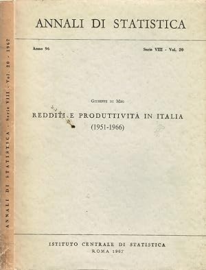 Bild des Verkufers fr Redditi e produttivit in Italia (1951-1966) zum Verkauf von Biblioteca di Babele