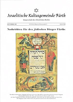 Israelische Kultusgemeinde Fürth: Nachrichten für den jüdischen Bürger Fürths, September 1989