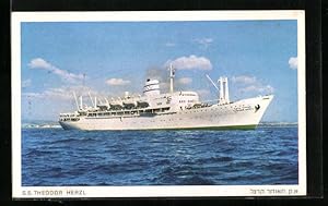 Bild des Verkufers fr Ansichtskarte S.S. Theodor Herzl, Passagierschiff auf blauen Meer zum Verkauf von Bartko-Reher