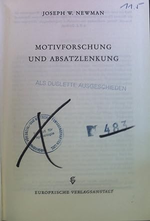 Seller image for Motivforschung und Absatzlenkung for sale by books4less (Versandantiquariat Petra Gros GmbH & Co. KG)