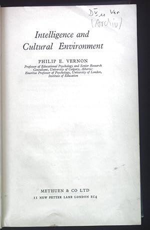 Bild des Verkufers fr Intelligence and Cultural Environment. Manual of Modern Psychology. zum Verkauf von books4less (Versandantiquariat Petra Gros GmbH & Co. KG)