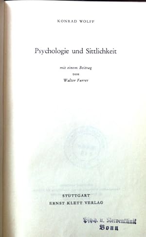 Bild des Verkufers fr Psychologie und Sittlichkeit. zum Verkauf von books4less (Versandantiquariat Petra Gros GmbH & Co. KG)