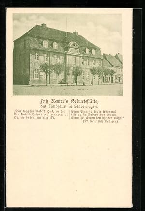 Seller image for Ansichtskarte Stavenhagen, Rathaus, Geburtssttte von Fritz Reuter for sale by Bartko-Reher