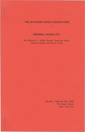 Seller image for The Authors Guild Foundation: Original Works by Roy Blount Jr., Griffin Dunne, Veronica Geng, Garrison Keillor, and Scott Turow (First Edition) for sale by Royal Books, Inc., ABAA