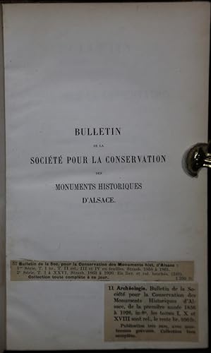 Bulletin de la Société pour la conservation des monuments historiques d'Alsace. Tomes I, II, III,...