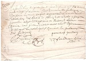 Beau document à déchiffrer de  une page manuscrite datant de 1686 sur papier.