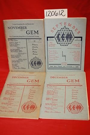 Seller image for GEM Our Community Magazine Of Cumberland County, N.J. September, November December 1937 for sale by Princeton Antiques Bookshop