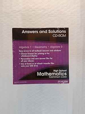 Imagen del vendedor de High School Mathematics Common Core Answers and Solutions Cdrom (Pearson Common Core Mathematics Algebra 1 - Geometry - Algebra 2) a la venta por ShowMe D Books