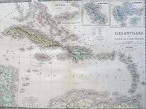 Caribbean Sea Cuba Guadeloupe Martinique Jamaica 1875 Brue Delagrave folio map