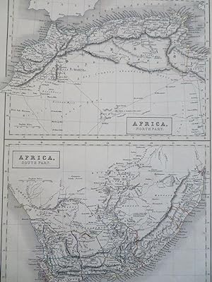 Northern & Southern Africa Algeria Cape Colony 1844 S. Hall hand color map