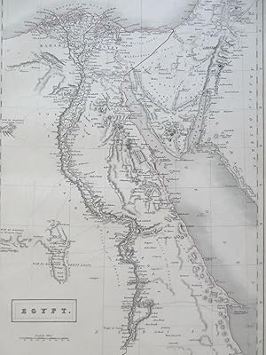 Egypt Nile River Red Sea Alexandria Cairo Thebes 1844 S. Hall engraved map