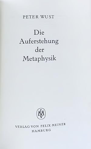 Bild des Verkufers fr Die Auferstehung der Metaphysik. zum Verkauf von Antiquariat Bookfarm