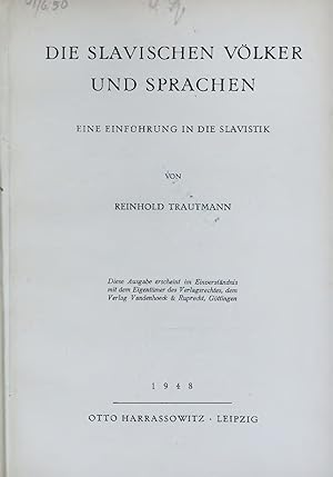 Seller image for DIE SLAVISCHEN VLKER UND SPRACHEN. EINE EINFHRUNG IN DIE SLAVISTIK for sale by Antiquariat Bookfarm