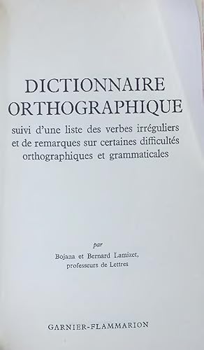 Seller image for DICTIONNAIRE ORTHOGRAPHIQUE. for sale by Antiquariat Bookfarm