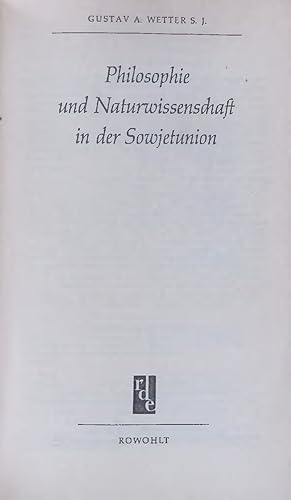 Bild des Verkufers fr Philosophie und Naturwissenschaft in der Sowjetunion. zum Verkauf von Antiquariat Bookfarm