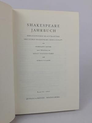 Bild des Verkufers fr Shakespeare Jahrbuch Band 99/ 1963. Band 99 zum Verkauf von ANTIQUARIAT Franke BRUDDENBOOKS