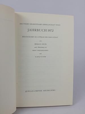 Bild des Verkufers fr Shakespeare Jahrbuch 1972 zum Verkauf von ANTIQUARIAT Franke BRUDDENBOOKS