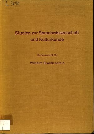 Imagen del vendedor de Studien zur Sprachwissenschaft und Kulturkunde Gedenkschrift fr Wilhelm Brandenstein (1898-1967) a la venta por avelibro OHG