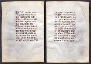 Bild des Verkufers fr 15th century manuscript leaf on vellum / Pergament-Blatt einer Handschrift aus dem 15. Jahrhundert / Feuillet manuscrit du XVe sicle sur vlin. zum Verkauf von Antiquariat Steffen Vlkel GmbH