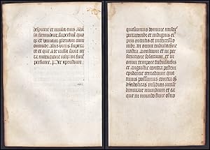 Bild des Verkufers fr 15th century manuscript leaf on vellum / Pergament-Blatt einer Handschrift aus dem 15. Jahrhundert / Feuillet manuscrit du XVe sicle sur vlin. zum Verkauf von Antiquariat Steffen Vlkel GmbH