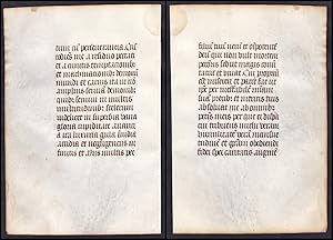 Bild des Verkufers fr 15th century manuscript leaf on vellum / Pergament-Blatt einer Handschrift aus dem 15. Jahrhundert / Feuillet manuscrit du XVe sicle sur vlin. zum Verkauf von Antiquariat Steffen Vlkel GmbH