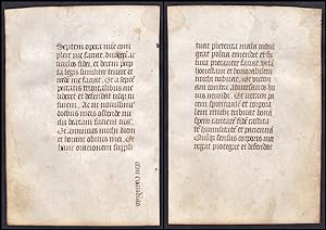 Bild des Verkufers fr 15th century manuscript leaf on vellum / Pergament-Blatt einer Handschrift aus dem 15. Jahrhundert / Feuillet manuscrit du XVe sicle sur vlin. zum Verkauf von Antiquariat Steffen Vlkel GmbH