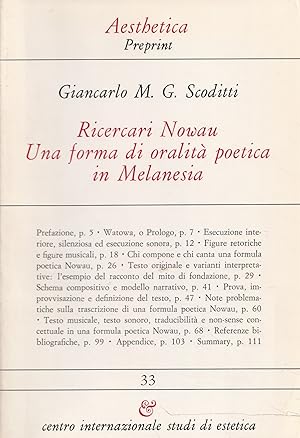 Seller image for Ricercari Nowau. Una forma di oralit poetica in Melanesia for sale by Messinissa libri