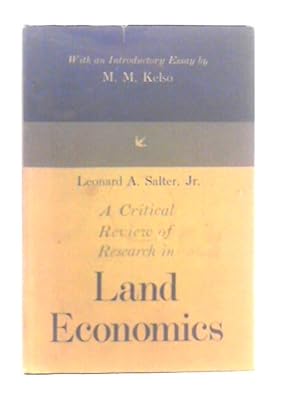 Bild des Verkufers fr A Critical Review of Research in Land Economics zum Verkauf von World of Rare Books