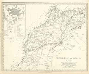 NORTH AFRICA OR BARBARY, I., MAROCCO.; inset City of Marocco