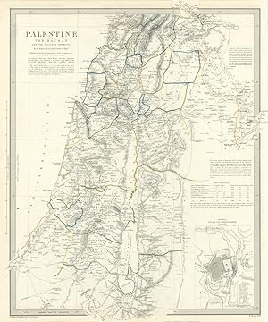 PALESTINE WITH HAURAN AND THE ADJACENT DISTRICTS; inset plan of Jerusalem