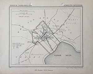 Original lithography, 19th century | Provincie Noord Holland Gemeente Beverwijk, 200 Bunders 3230...