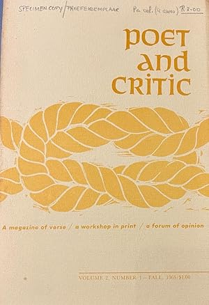 Poetry 1965 First edition I Poet and Critic, A magazine of verse / a workshop in print / a forum ...