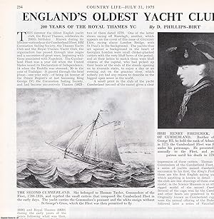 Seller image for The Royal Thames: England's Oldest Yacht Club. Several pictures and accompanying text, removed from an original issue of Country Life Magazine, 1975. for sale by Cosmo Books