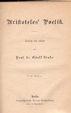 Bild des Verkufers fr Poetik. (bers. u. erkl. von Adolf Stahr). zum Verkauf von Brbel Hoffmann