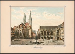 Imagen del vendedor de Braunschweig. Grosse dekorative Chromolithographie auf Schmuckkarton. Farbig. a la venta por Michael Meyer-Pomplun