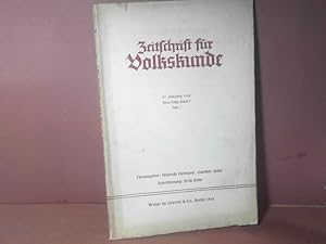 Imagen del vendedor de Zeitschrift fr Volkskunde. 47.Jahrgang, 1938, NF Band 9, Heft 1. Im Auftrage des Verbandes Deutscher Vereine fr Volkskunde. a la venta por Antiquariat Deinbacher