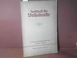 Imagen del vendedor de Zeitschrift fr Volkskunde. 47.Jahrgang, 1938, NF Band 9, Heft 1. Im Auftrage des Verbandes Deutscher Vereine fr Volkskunde. a la venta por Antiquariat Deinbacher