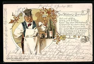 Image du vendeur pour Lithographie Des Pflzer`s Charakter, Scherz, Winzer, Wein mis en vente par Bartko-Reher