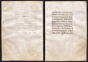 Bild des Verkufers fr 15th century manuscript leaf on vellum / Pergament-Blatt einer Handschrift aus dem 15. Jahrhundert / Feuillet manuscrit du XVe sicle sur vlin. zum Verkauf von Antiquariat Steffen Vlkel GmbH