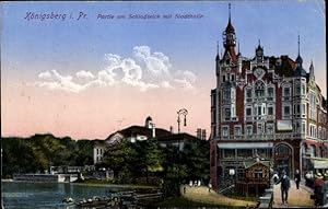 Ansichtskarte / Postkarte Kaliningrad Königsberg Ostpreußen, Partie am Schlossteich, Stadthalle
