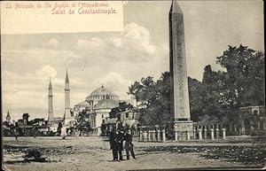 Bild des Verkufers fr Ansichtskarte / Postkarte Konstantinopel Istanbul Trkei, Hippodromplatz und Hagia Sophia Moschee zum Verkauf von akpool GmbH