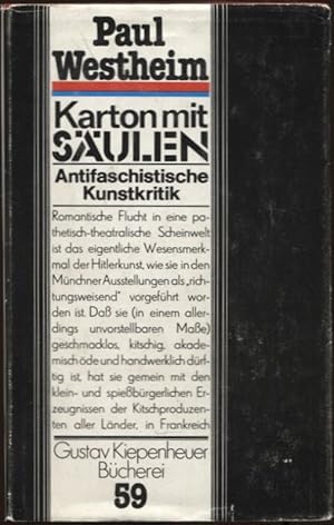 Bild des Verkufers fr Karton mit Sulen Antifaschistische Kunstkritik Gustav-Kiepenheuer-Bcherei 59 zum Verkauf von Flgel & Sohn GmbH