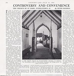 Seller image for The Church of St. Mary, Puddletown, Dorset. Several pictures and accompanying text, removed from an original issue of Country Life Magazine, 1985. for sale by Cosmo Books