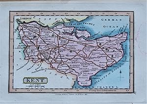 Antique Map KENT, Darton, Original Hand Coloured Miniature County Map c1822