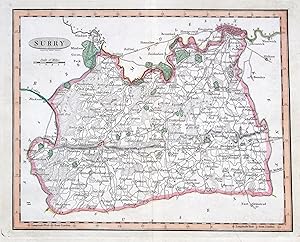 Antique Map SURREY, Benjamin Baker Original 1804