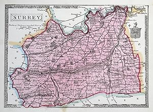 Antique Map SURREY, Thomas Johnson Original 1863