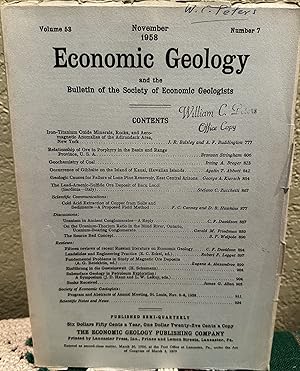 Immagine del venditore per Economic Geology and the Bulletin of the Society of Economic Geologists Volume 53 Number 7 venduto da Crossroads Books