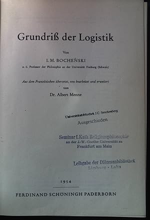 Imagen del vendedor de Grundri der Logistik. a la venta por books4less (Versandantiquariat Petra Gros GmbH & Co. KG)