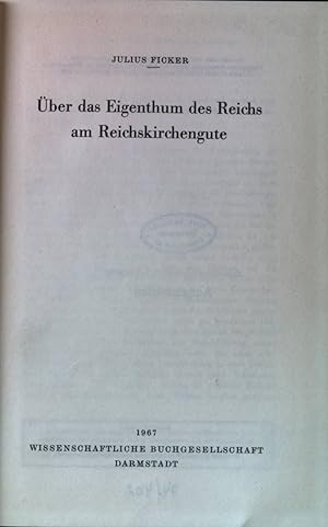 Seller image for ber das Eigenthum des Reichs am Reichskirchengute. for sale by books4less (Versandantiquariat Petra Gros GmbH & Co. KG)
