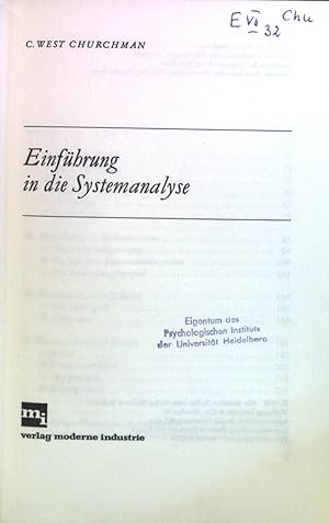 Bild des Verkufers fr Einfhrung in die Systemanalyse. zum Verkauf von books4less (Versandantiquariat Petra Gros GmbH & Co. KG)